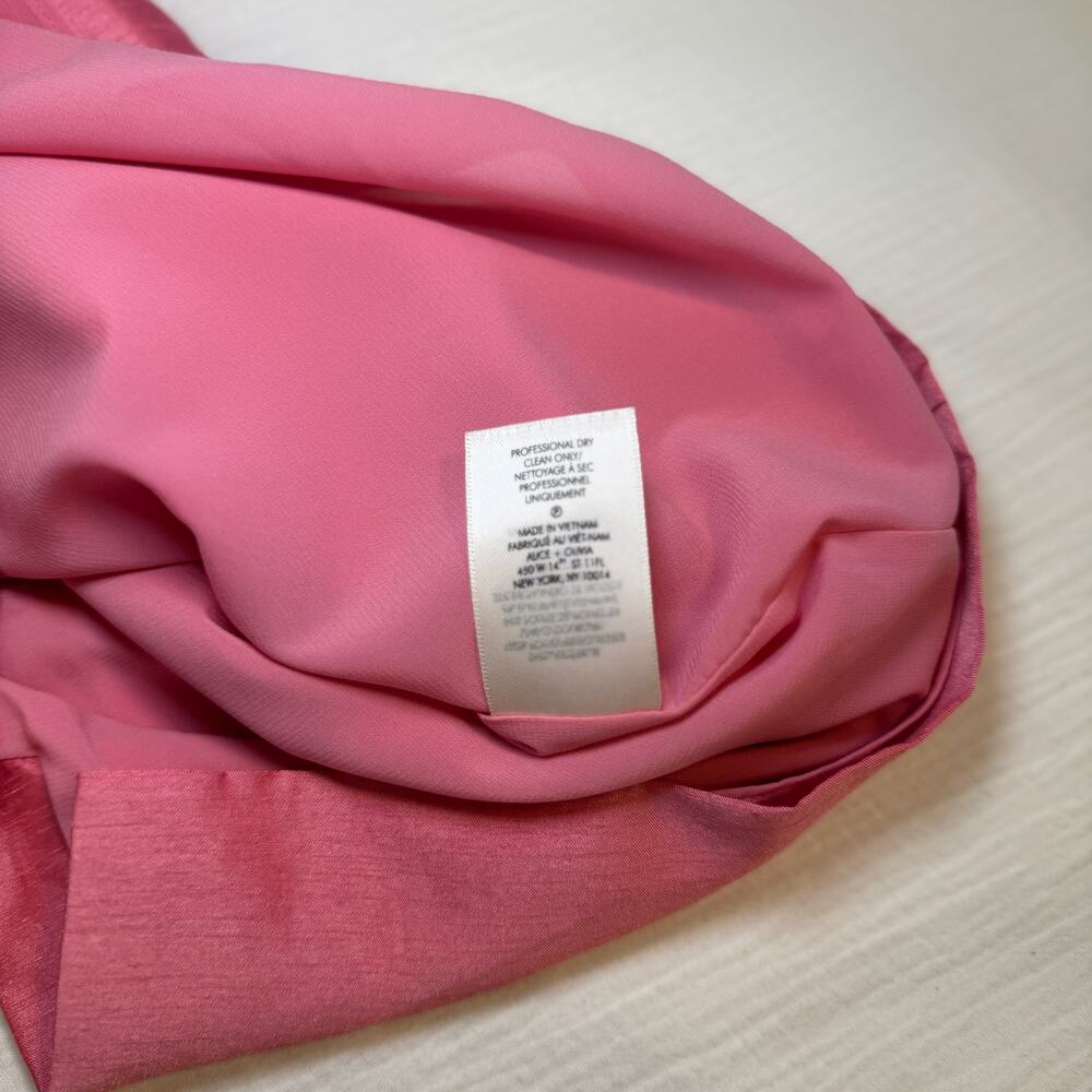 Alice + Olivia Toni Paper-Bag Skirt Satin Pink Women’s 8 Pencil Office Barbie - Picture 16 of 16